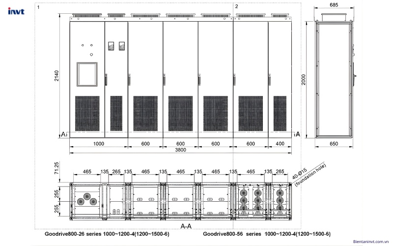 Kích thước Biến tần INVT GD800