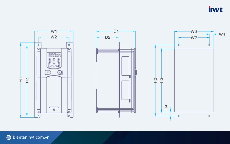 Kích thước biến tần đa năng INVT GD20
